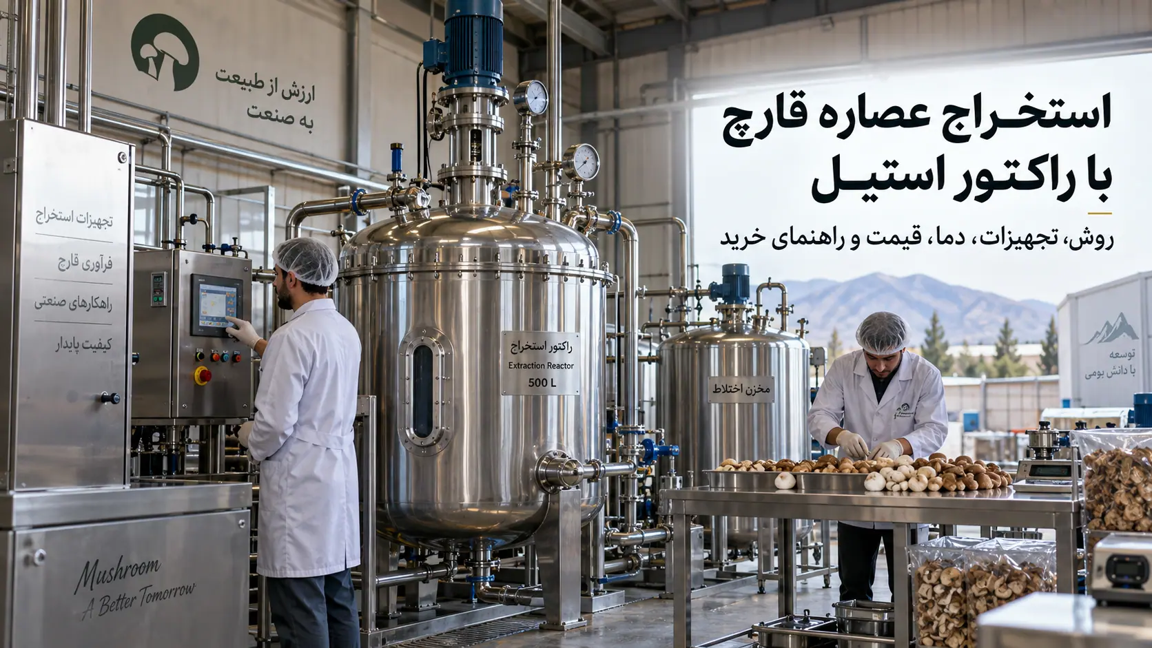 استخراج عصاره قارچ با راکتور استیل؛ روش، تجهیزات، دما، قیمت و راهنمای خرید